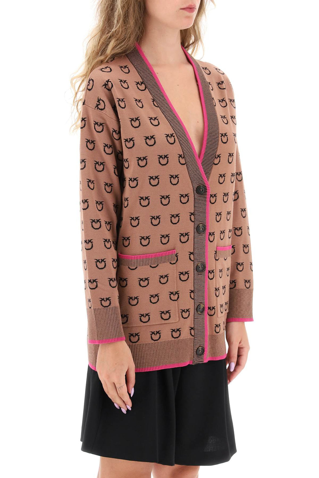 'Lama' All Over Logo Cardigan