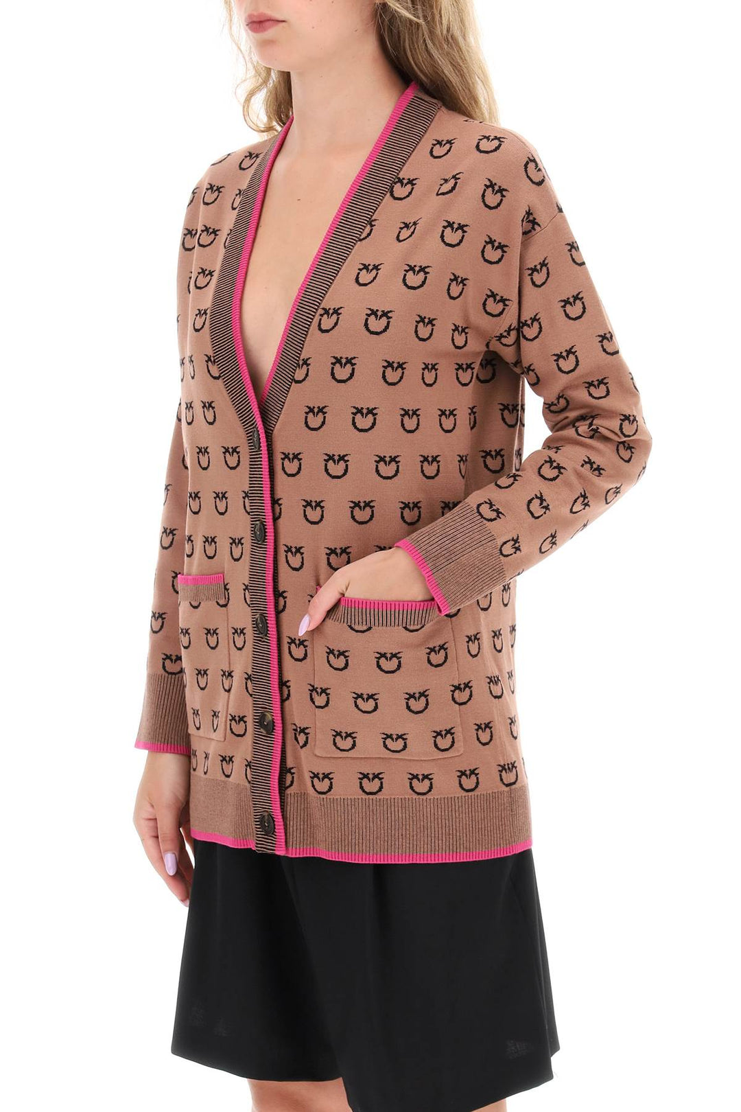 'Lama' All Over Logo Cardigan