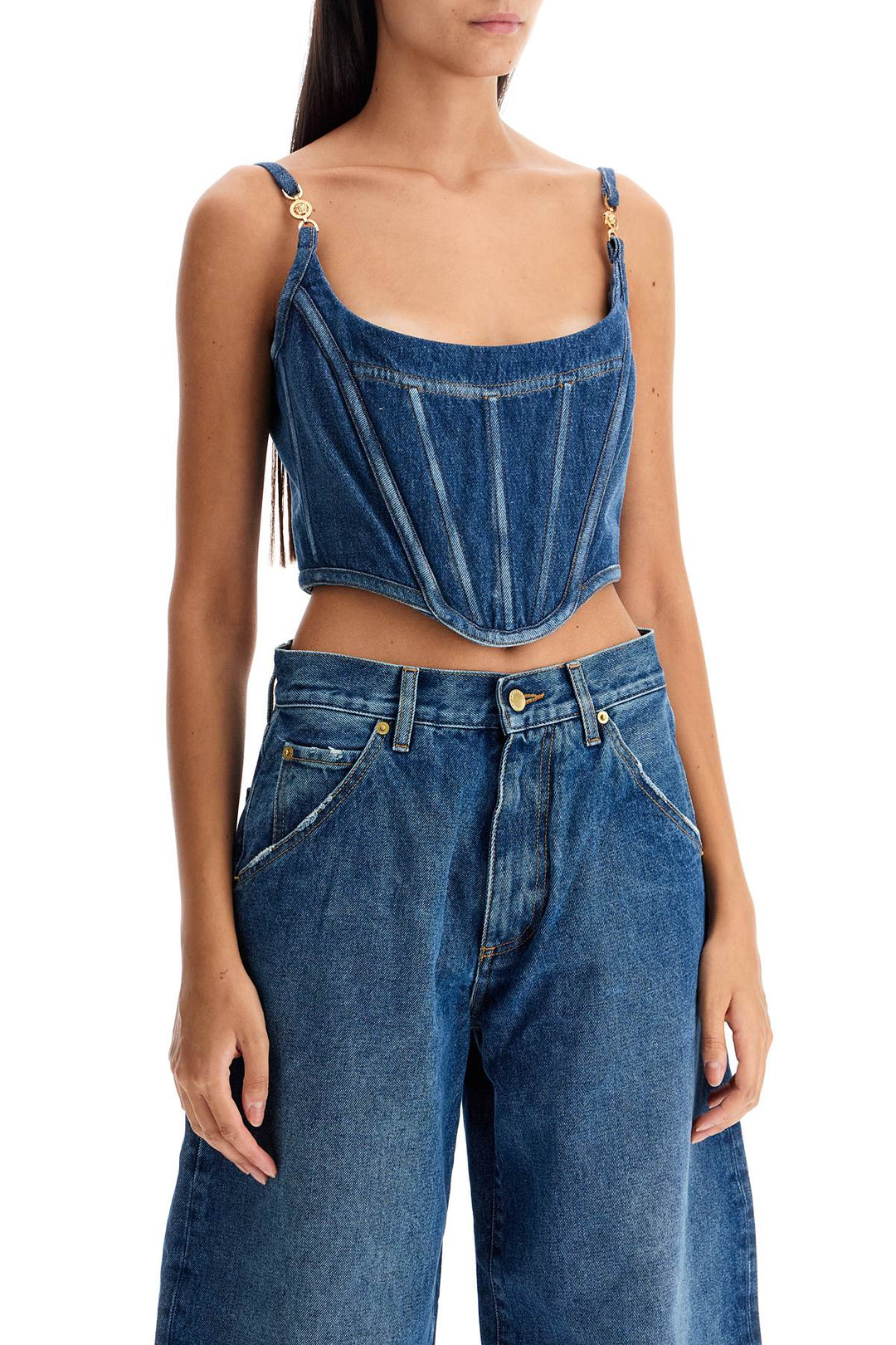 Top Corsetto In Denim