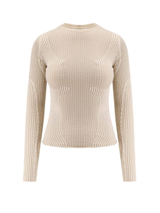 Wavy Stretch Cotton Blend Top