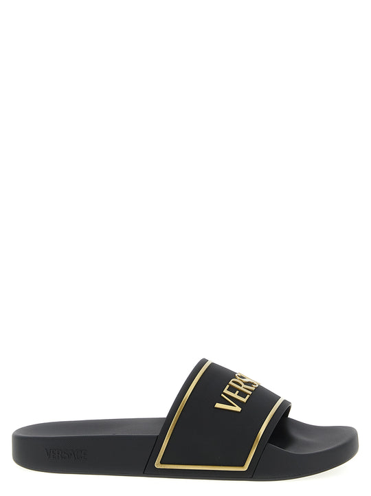 Versace Logo Sandals Black