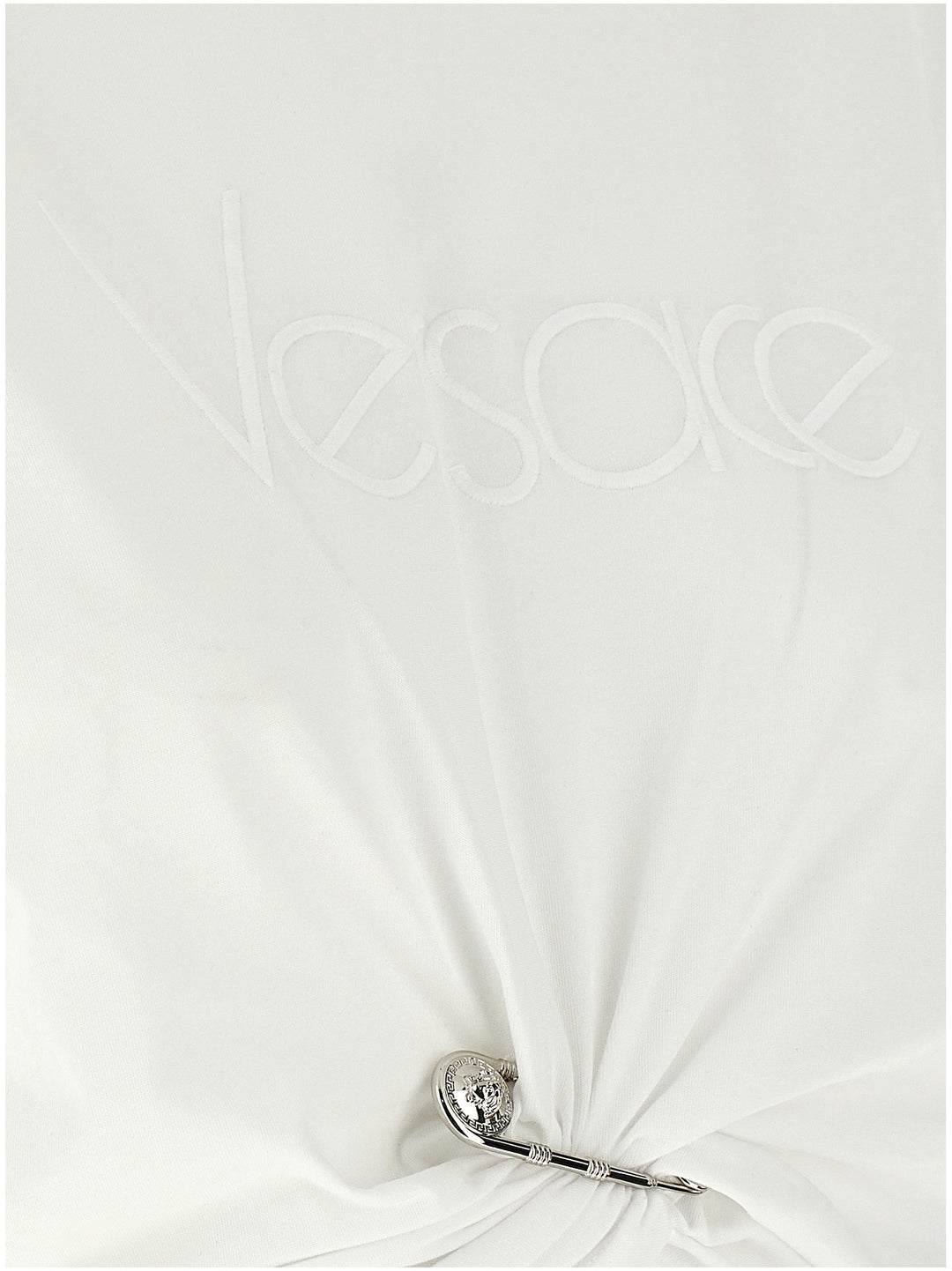 Versace Logo Embroidery T-shirt - White | 09f1bde4ef5a311ecaba62fbed375e9be8098217