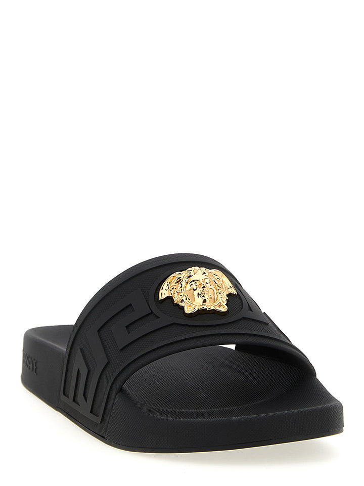Versace La Medusa Sandals - Black | bc1149b3a6d6c74019326d655dcb15a23ccadcec