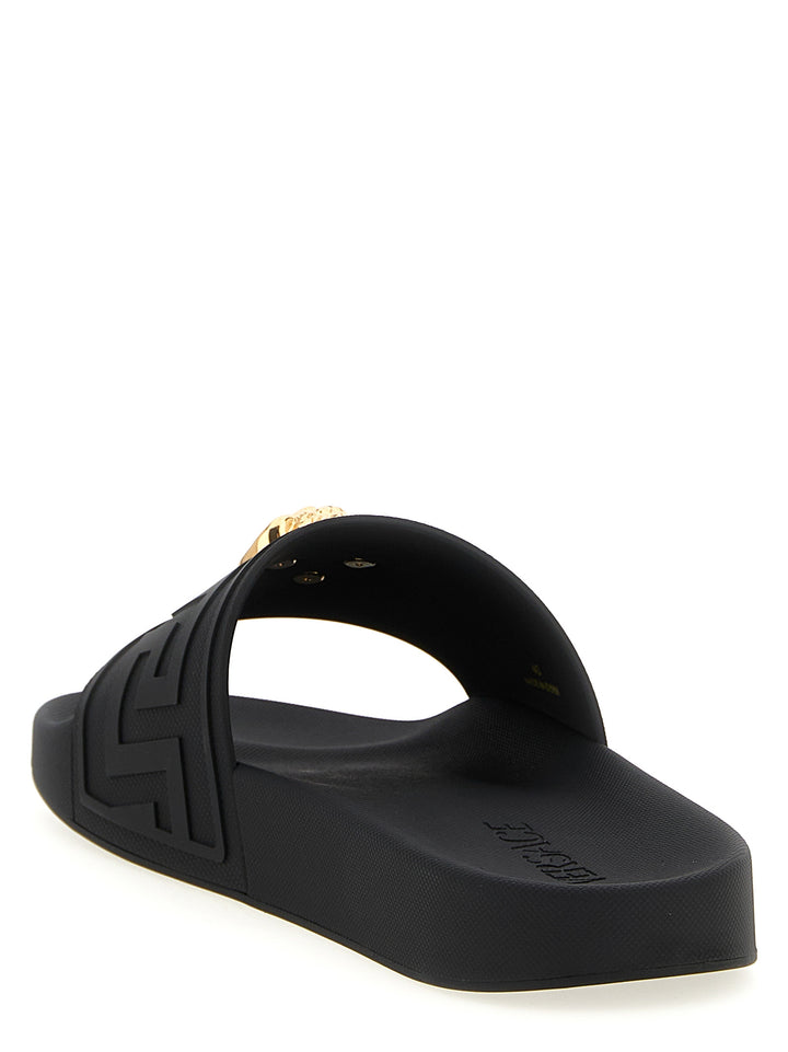 Versace La Medusa Sandals - Black | b072e135b56f2c978976131e0f63c63b8e546cc8