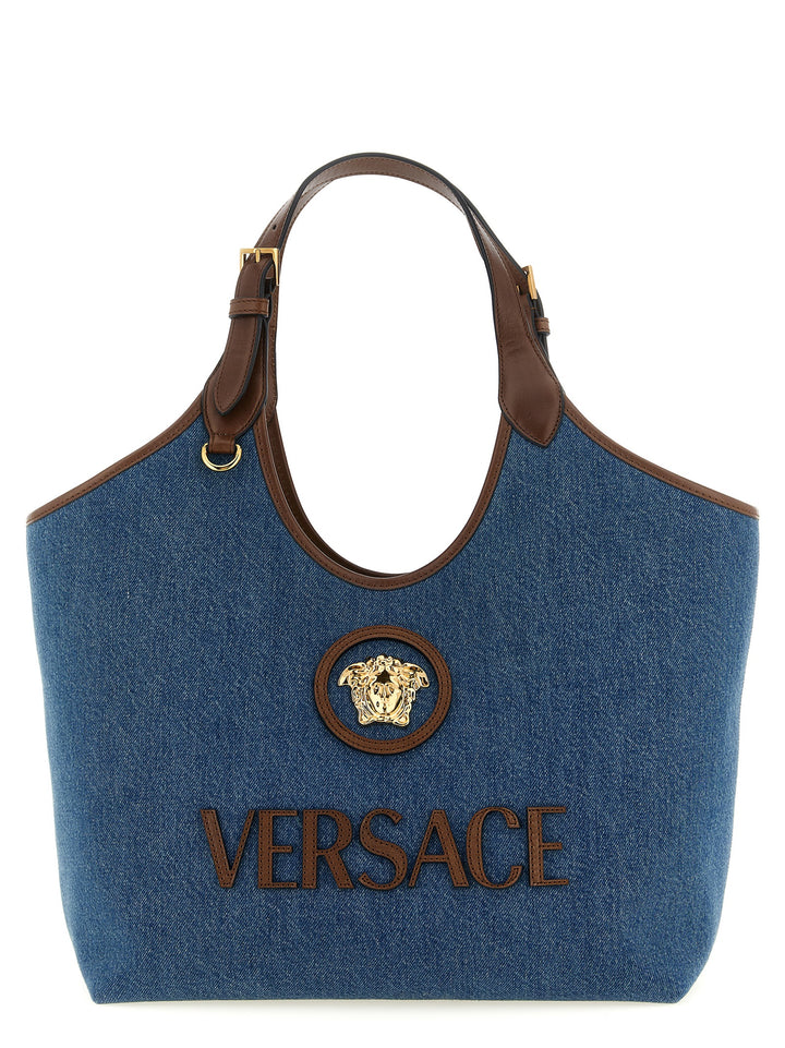 Versace La Medusa Tote Bag - Blue | 2286b55c0092b62f92b176d24b713f574508f00e