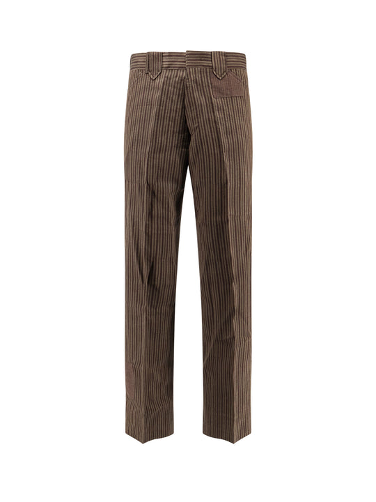Linen Blend Striped Trousers