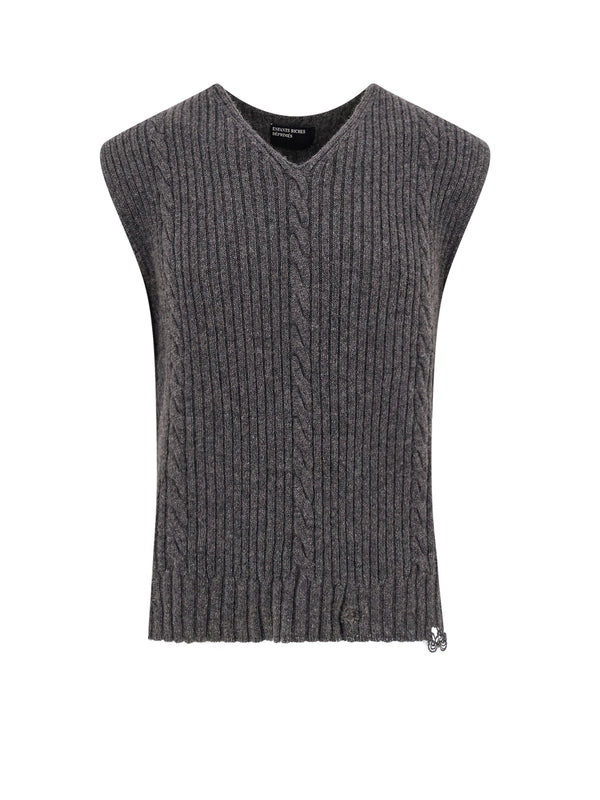 Cachemere Vest With Destroyed Effect