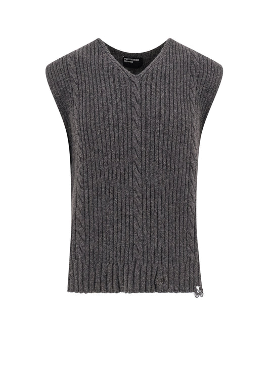 Cachemere Vest With Destroyed Effect