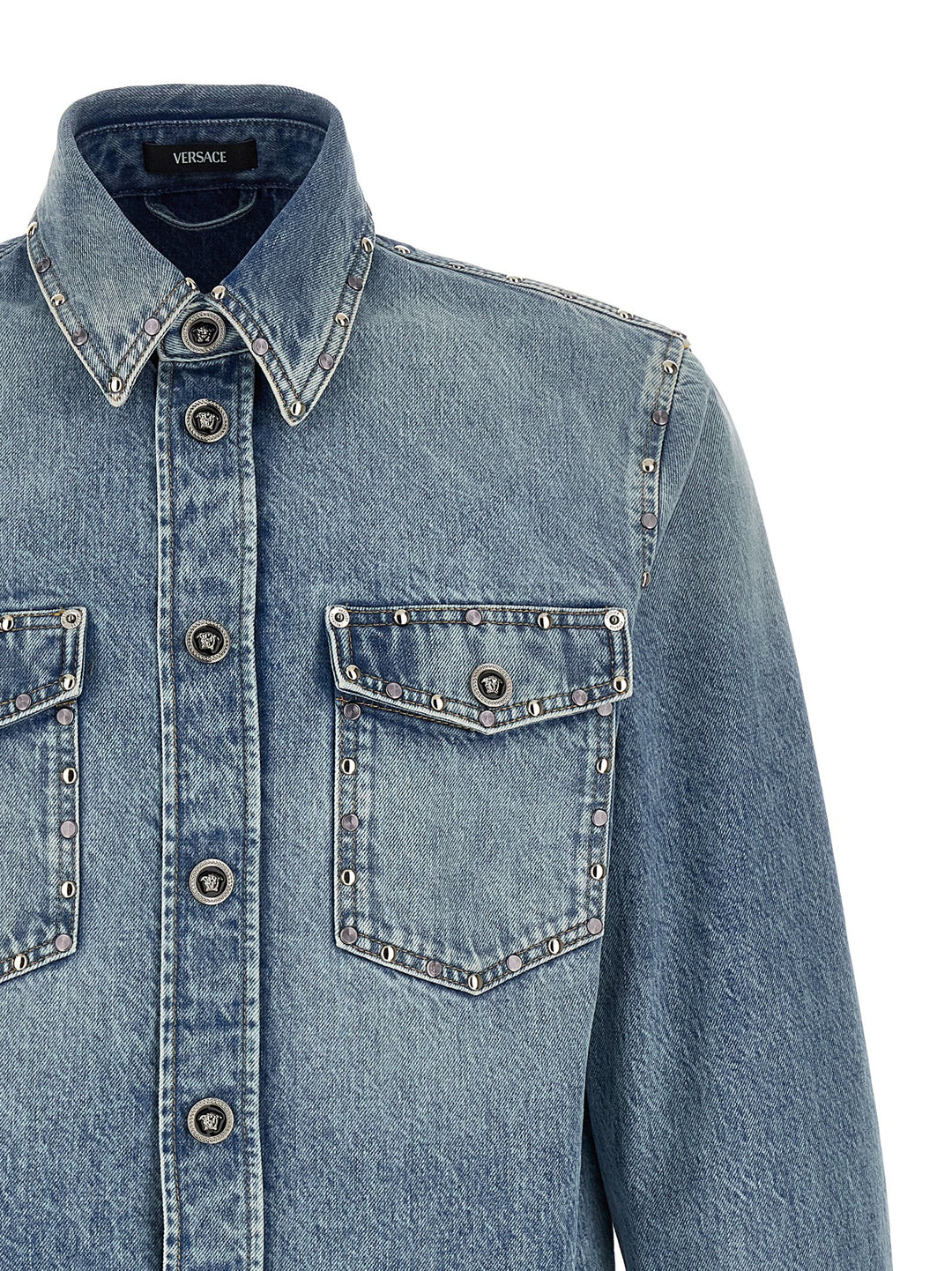 Versace Medusa Shirt and Blouse - Light Blue | 9f581b5dac43b0ff227a2f83a2d843c9fbf45fda