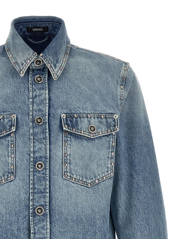 Versace Medusa Shirt and Blouse - Light Blue | 9f581b5dac43b0ff227a2f83a2d843c9fbf45fda