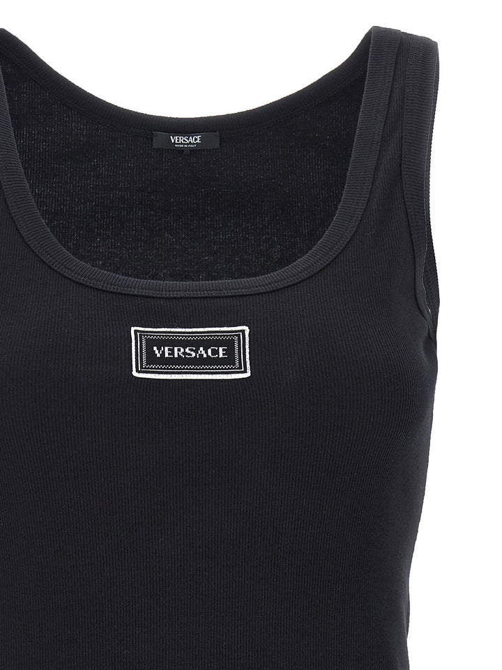 Versace 90s Vintage Logo Tops - Black | 0e0207f415092d8fef05b31d490e2414bffaf33e