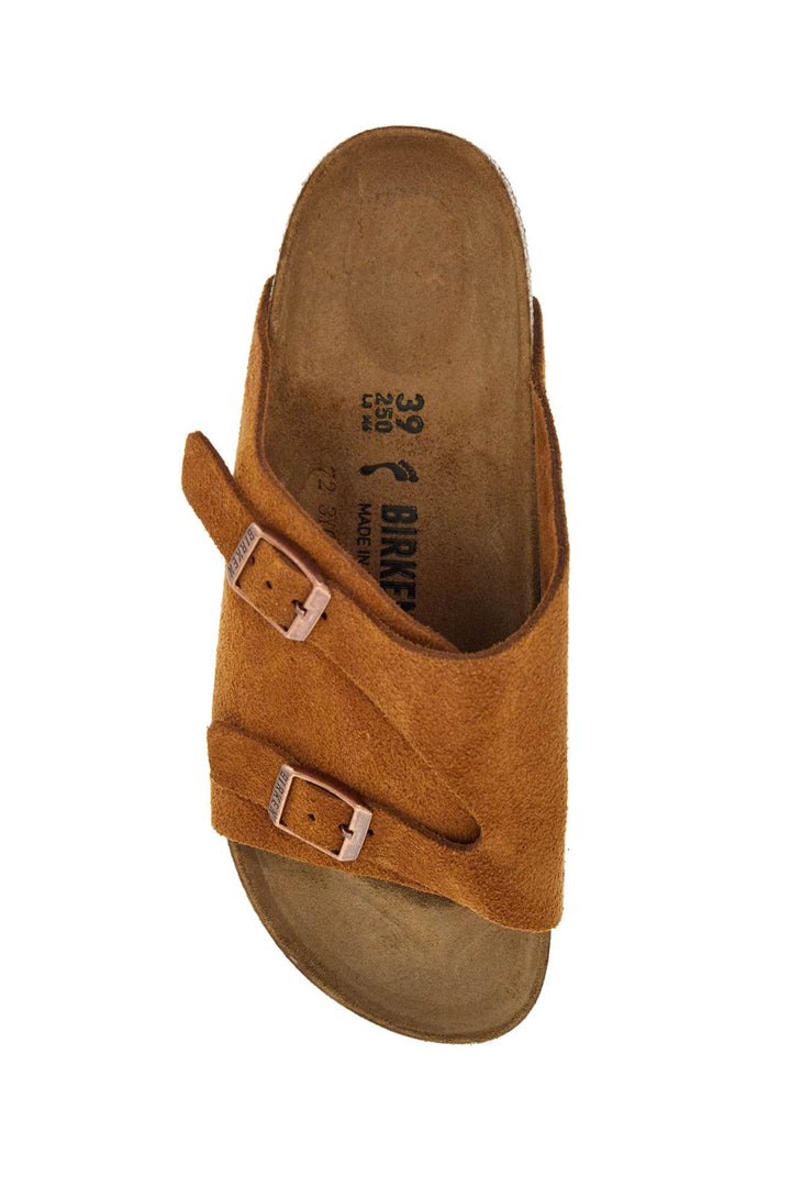 Mink Suede Slippers With Two Adjustable Straps