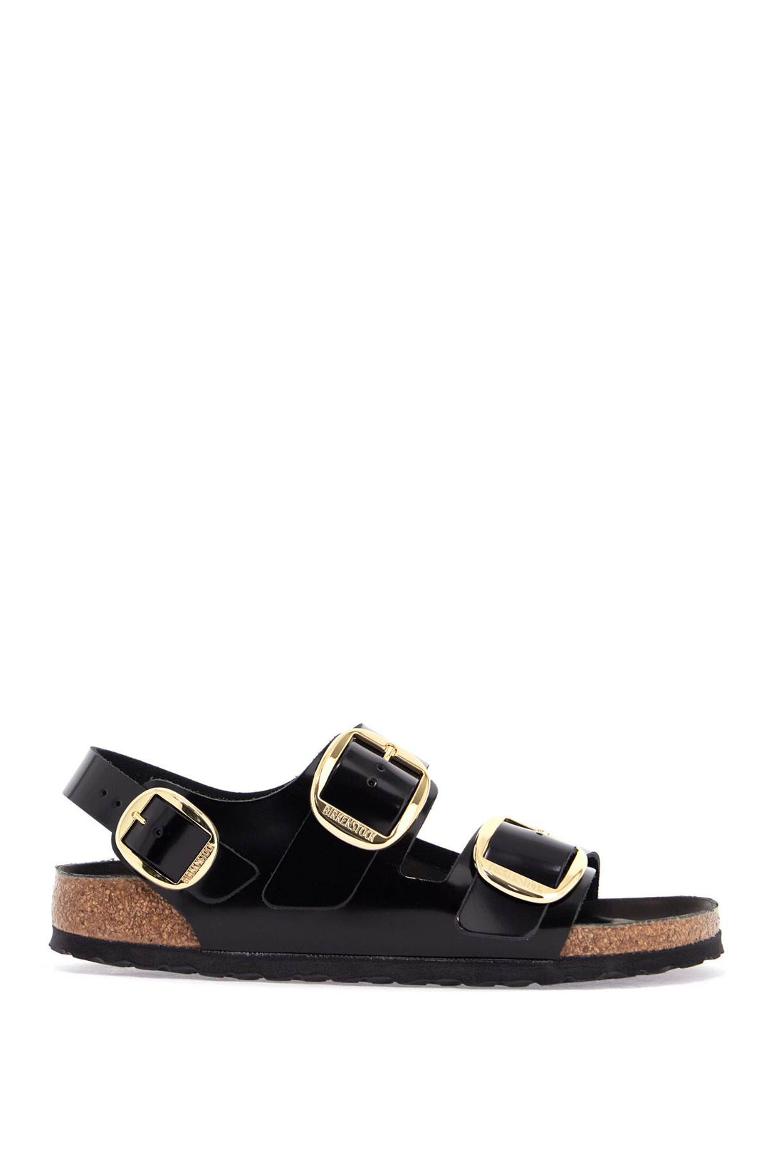 Black Leather Sandals With Three Large Buckles