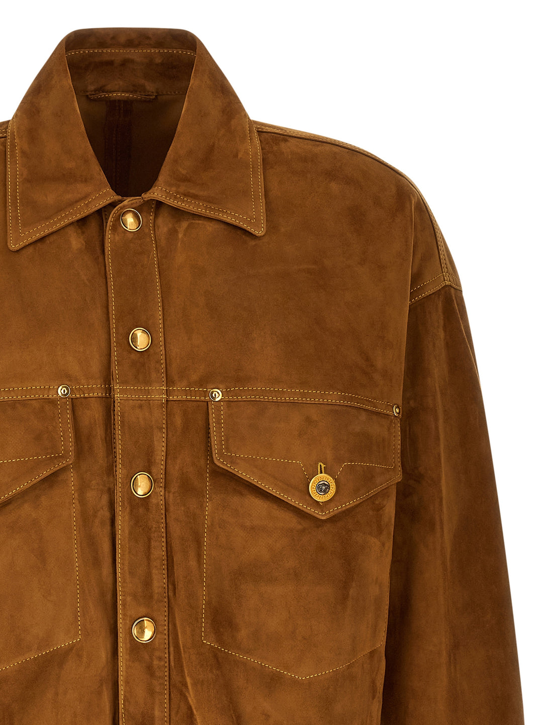 Versace Suede Blouson Puffer Jackets - Brown | 5d39721788dd2de62b30519858a0cdf1a03eaa35