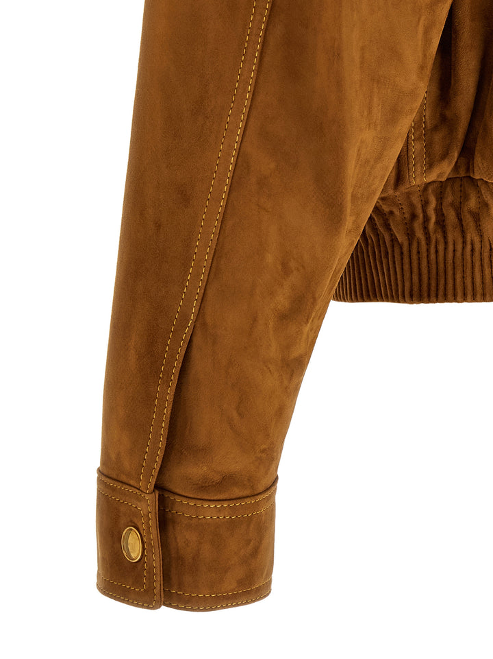 Versace Suede Blouson Puffer Jackets - Brown | 06ac7d8514b3537685c8f3ebf9db6fe198e47a32