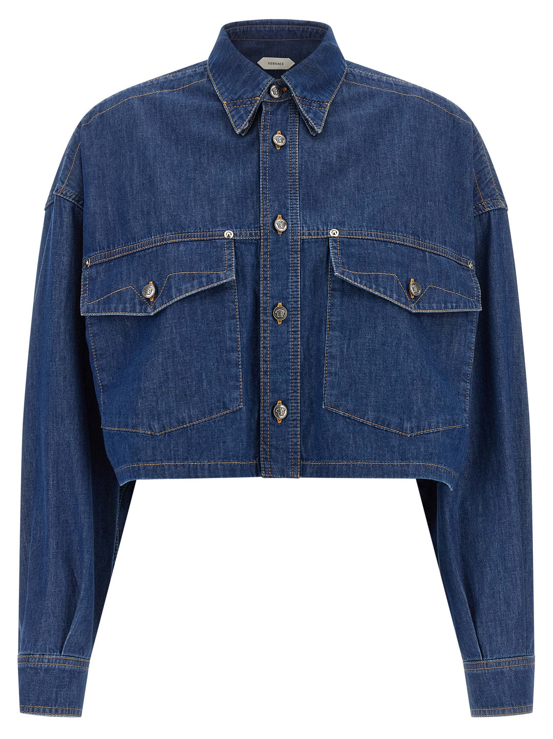 Versace Cropped Shirt Shirt and Blouse - Blue | 92c5f661de08c29c33eca0f729d8d9216f728bdf