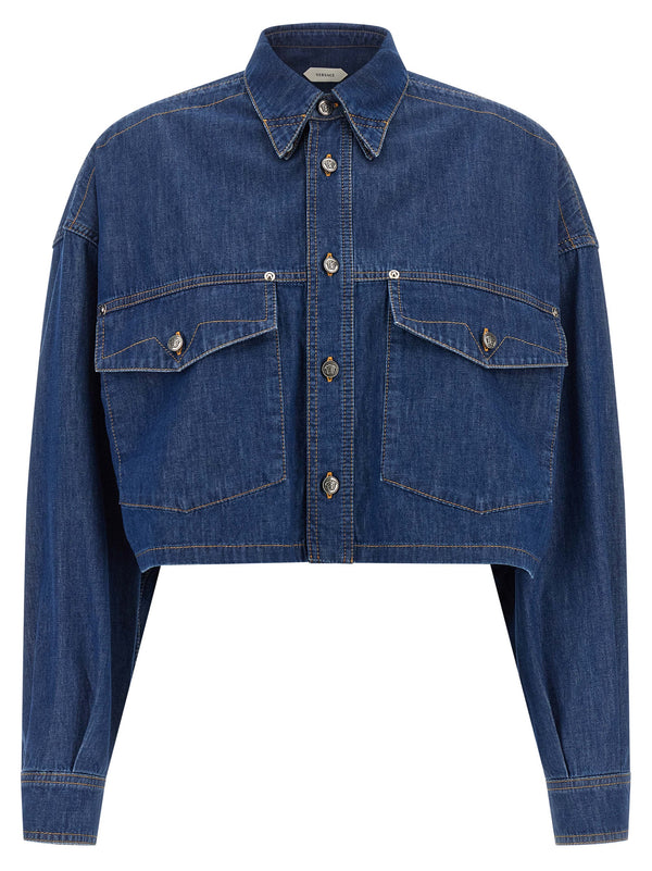 Cropped Shirt Shirt And Blouse Blue