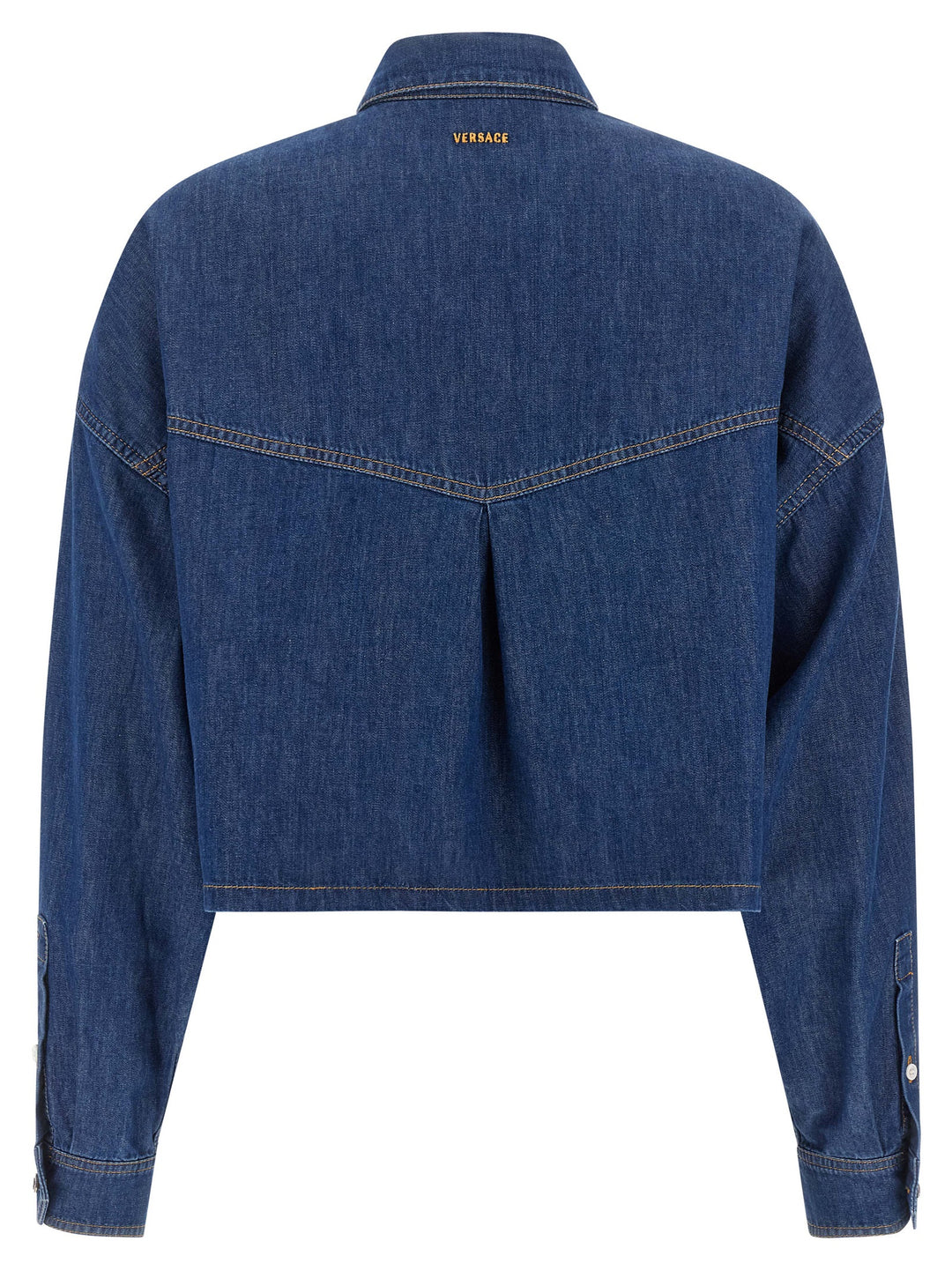 Versace Cropped Shirt Shirt and Blouse - Blue | 431af0f5ee519b9bd449207d596c4b7bb2dda8fc