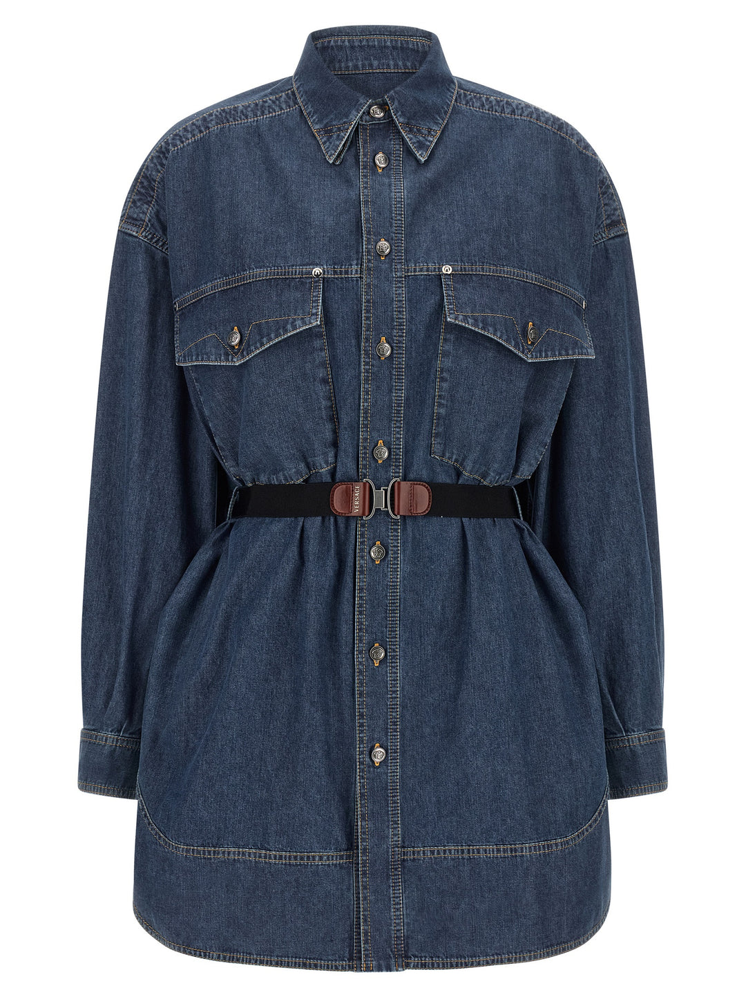 Versace Chambray Denim Dress Dresses - Blue | 3c6f81f9a6bf508f23997cc297a7bd7f1e620f6a