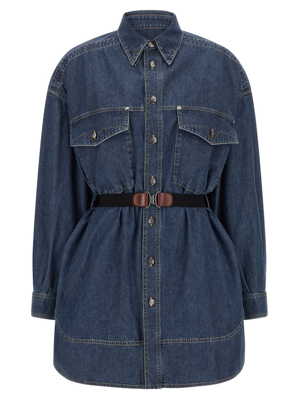 Chambray Denim Dress Dresses Blue