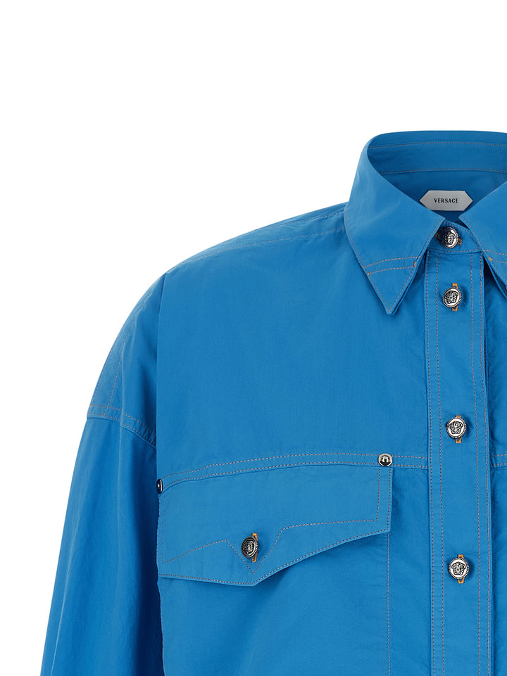 Versace Medusa Shirt and Blouse - Blue | 2c2b7561e9d1495f3280567c81baaecf04f61e59