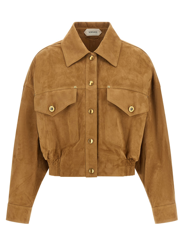 Suede Blouson Puffer Jackets Brown