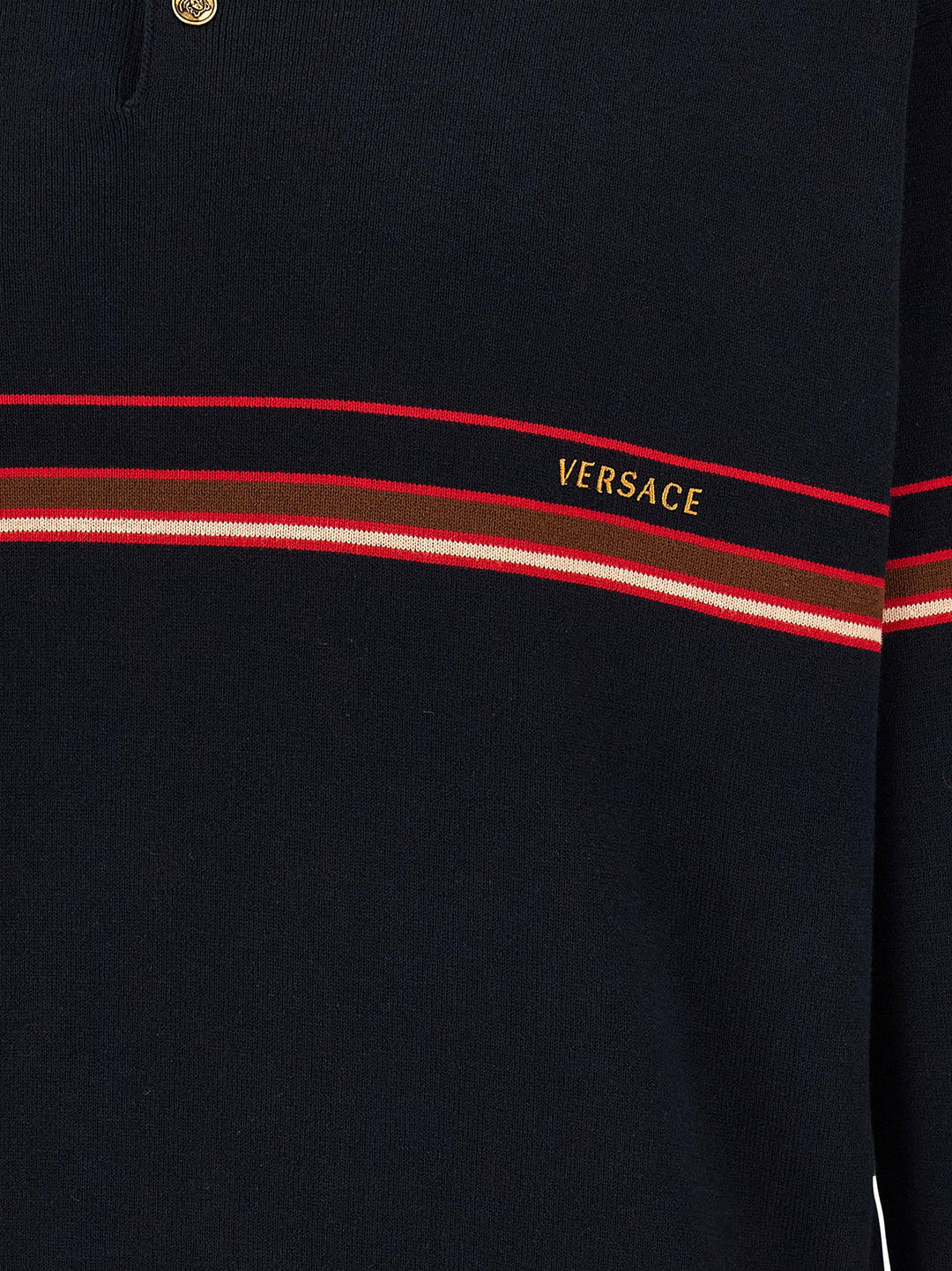 Versace Inlaid Striped  Shirt Polo - Blue | a9582e2b429b32a02c2c03a70c9797304e520467