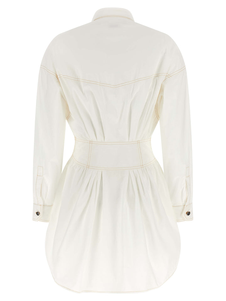 versace dress white S/S 2006 Runway Bustier villa amour vintage an accent Medusa button at the front closure Versace Viscose Liquid Jersey Draped