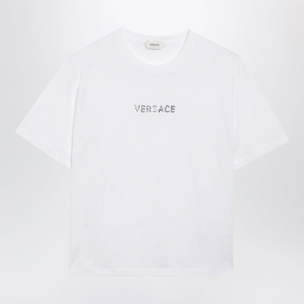 Slim Cotton Jersey T-Shirt With Embroidered Logo, White