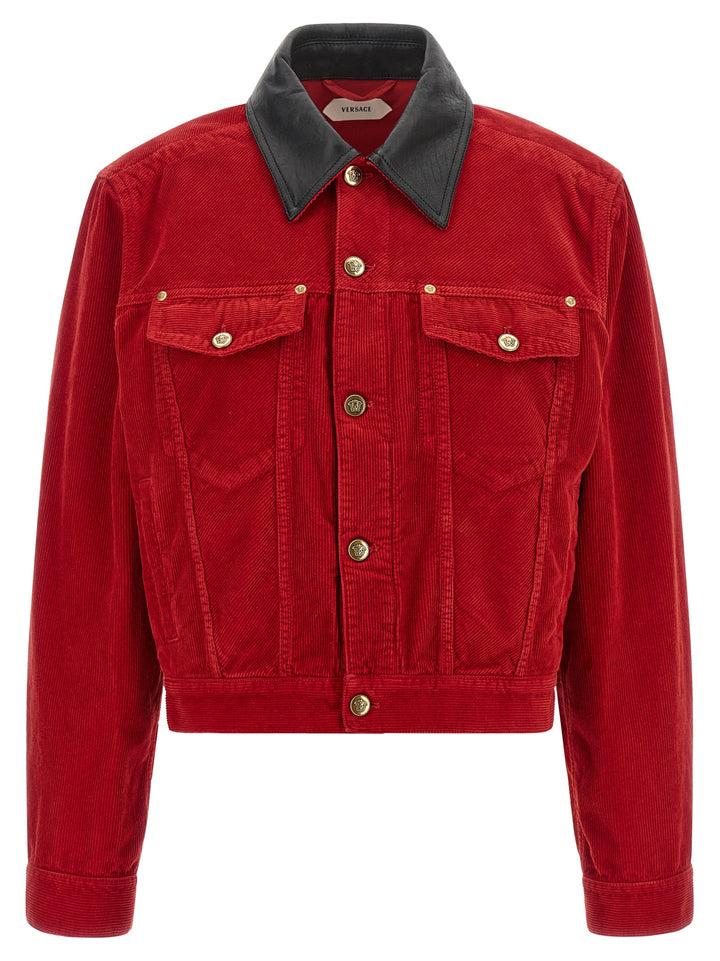 Versace Corduroy Jacket Puffer Jackets - Red | d4308f252d32ed00633bcc7266da0849b83aedc7