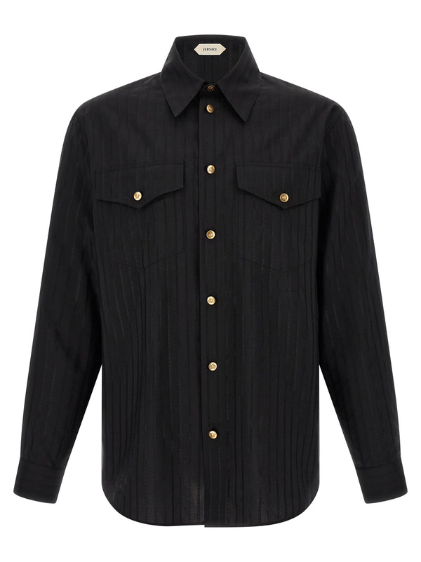 Jacquard Silk Shirt Shirt And Blouse Black