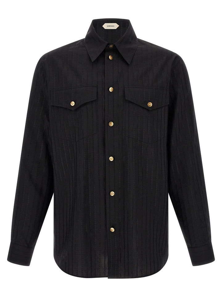 Versace Jacquard Silk Shirt Shirt and Blouse - Black | 20655469ee7daa8f415262b21c1e9f57fdc5fd25