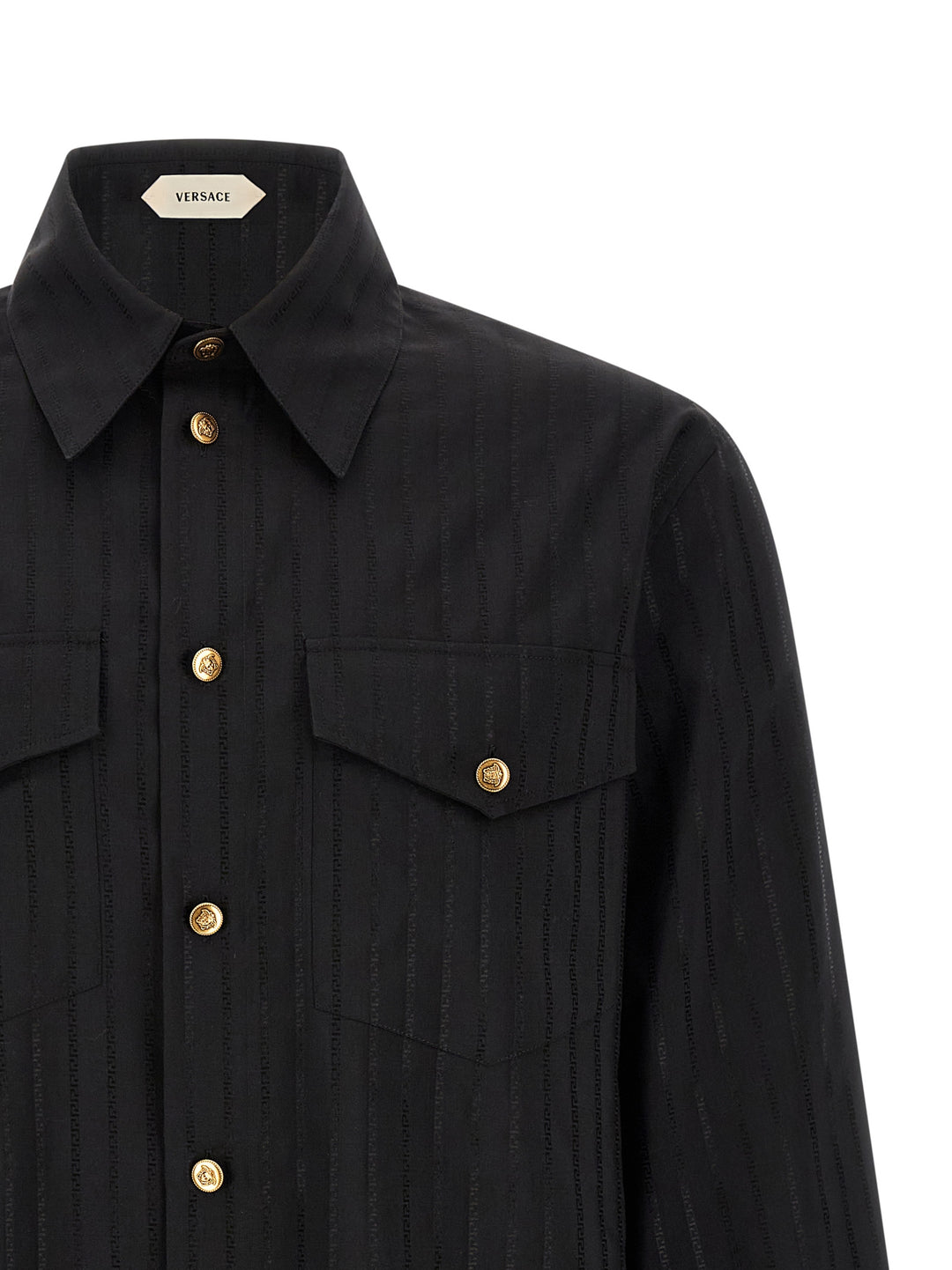 Versace Jacquard Silk Shirt Shirt and Blouse - Black | 0473471698f8af59cae023dd2f85855ddfdf8828