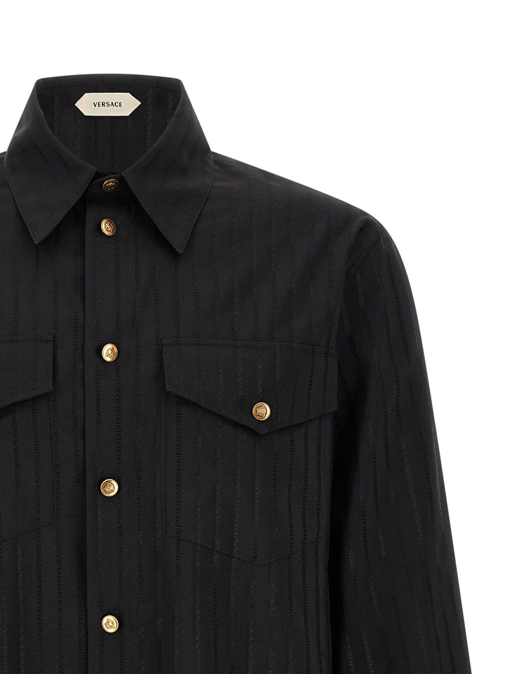 Versace Jacquard Silk Shirt Shirt and Blouse - Black | 0473471698f8af59cae023dd2f85855ddfdf8828