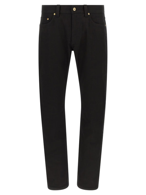 Medusa Embroidery Jeans Black