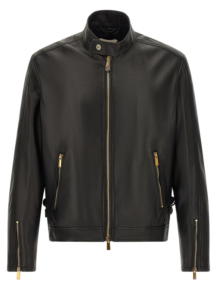 Versace Biker Jacket Puffer Jackets - Black | 4187dcef5477238c1fe615e449e02d8cf4478cf4