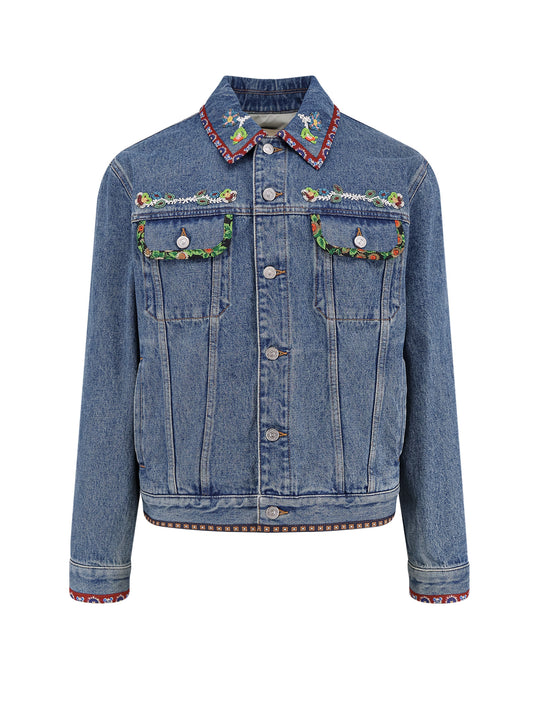 Denim Jacket With Multicolor Embroidery