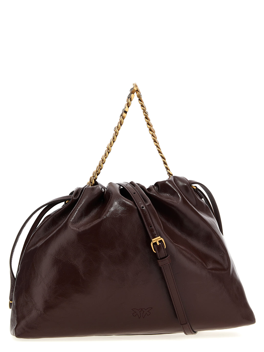 Chain Handle Tote Shoulder Bags Brown