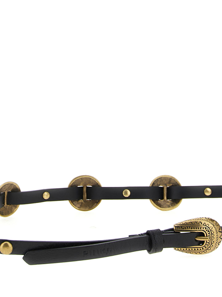 Pinko Engraved Plaque Belt Belts - Black | 7a90ab3fccf29951bfdc85ec915f0eb7a6f82f91