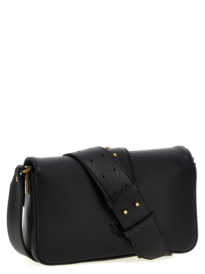 Pinko Mini Love Slouchy Shoulder Bags - Black | 0be68f83aa1c832615c364cf06df0e403ab054b9