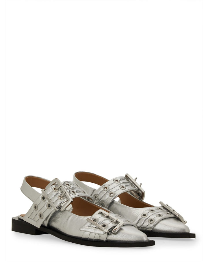 Ganni Flat Shoes - Silver | Wanan Luxury