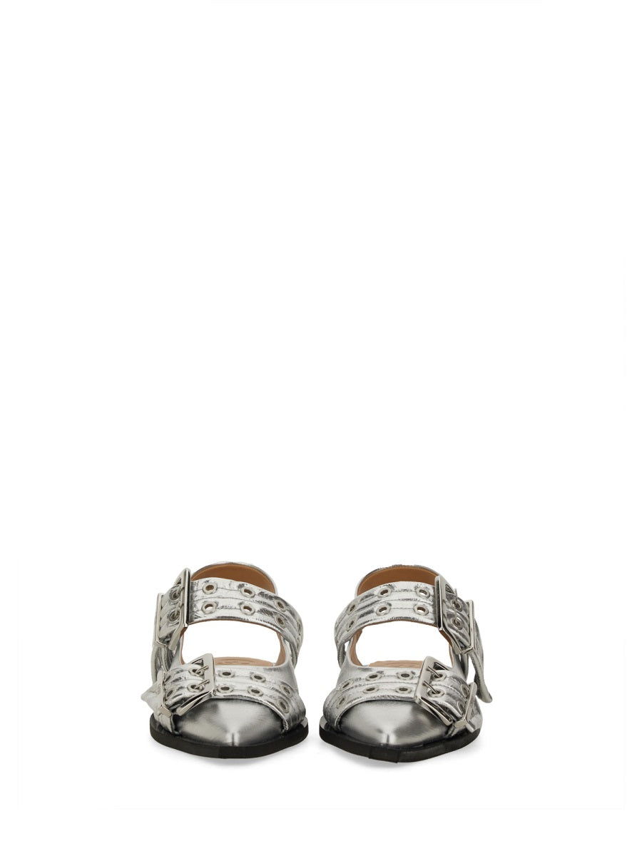 Ganni Flat Shoes - Silver | Wanan Luxury
