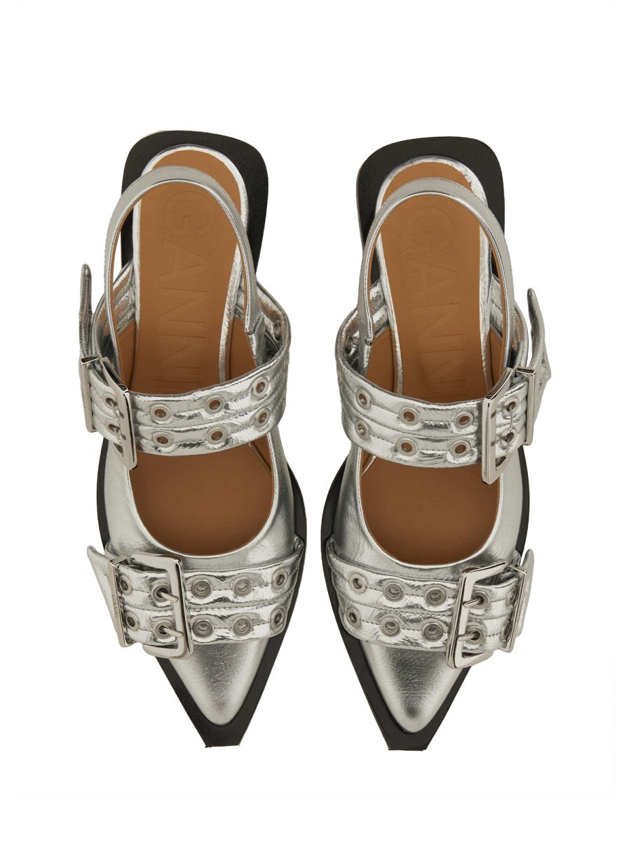 Ganni Flat Shoes - Silver | Wanan Luxury
