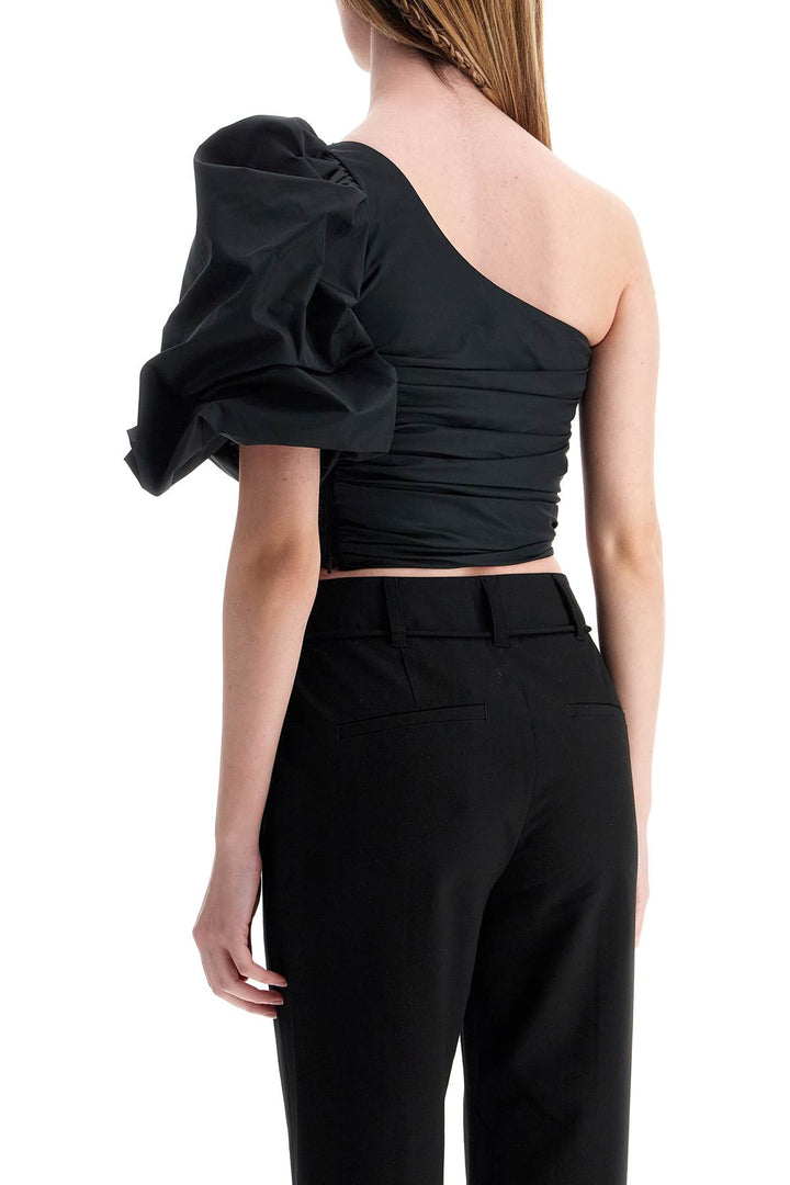 Black Polyester Off Shoulder Crop Top