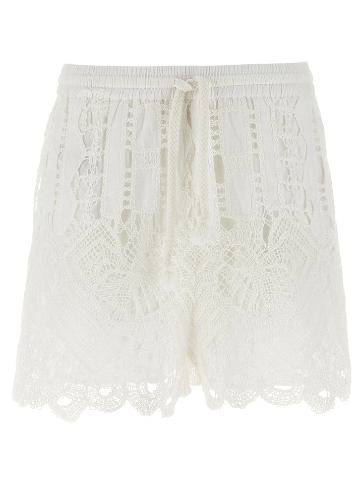 Pinko Macramé Shorts Bermuda and Short - White | f2f35a9e0a99106cd55b3e3b853cb16c6eaf44b1