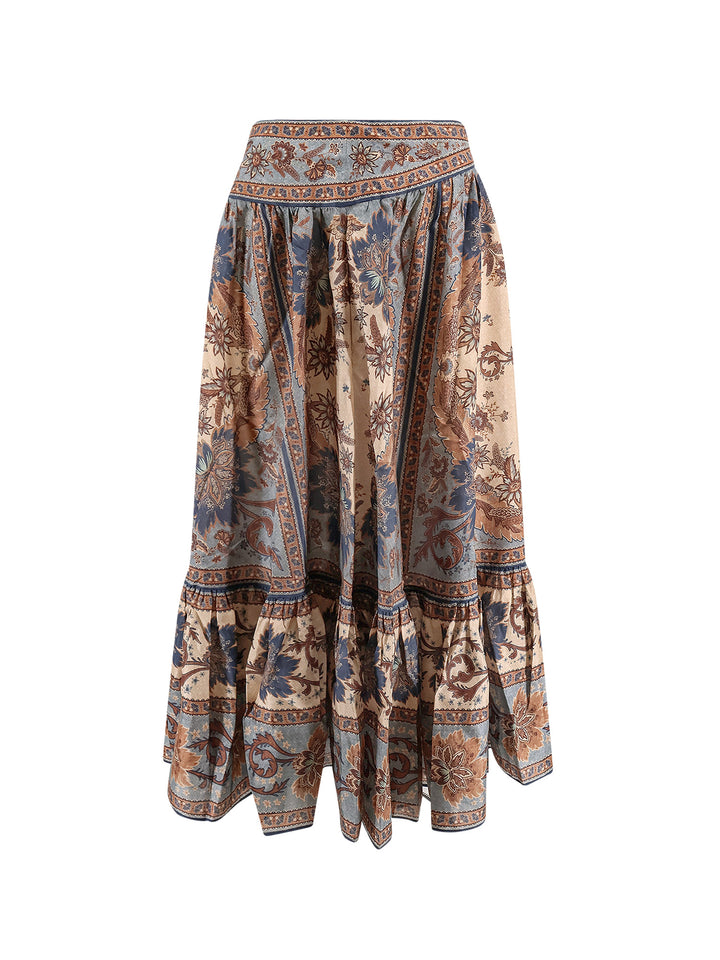 Zimmermann Skirts - Blue/Cream Indienne Floral | 12cad60e25082148ddc9fae05444c708e2ce7951