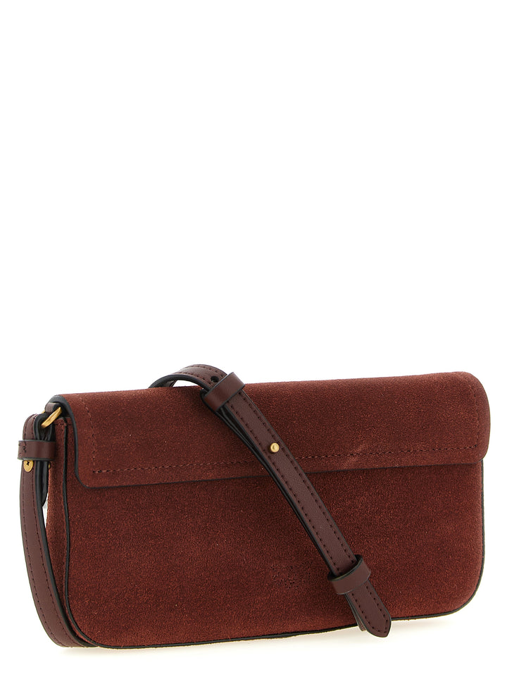 Pinko Saddle Flat Shoulder Bags - Bordeaux | 79d37d84f4872bf955a11889f19121b5f01c9867