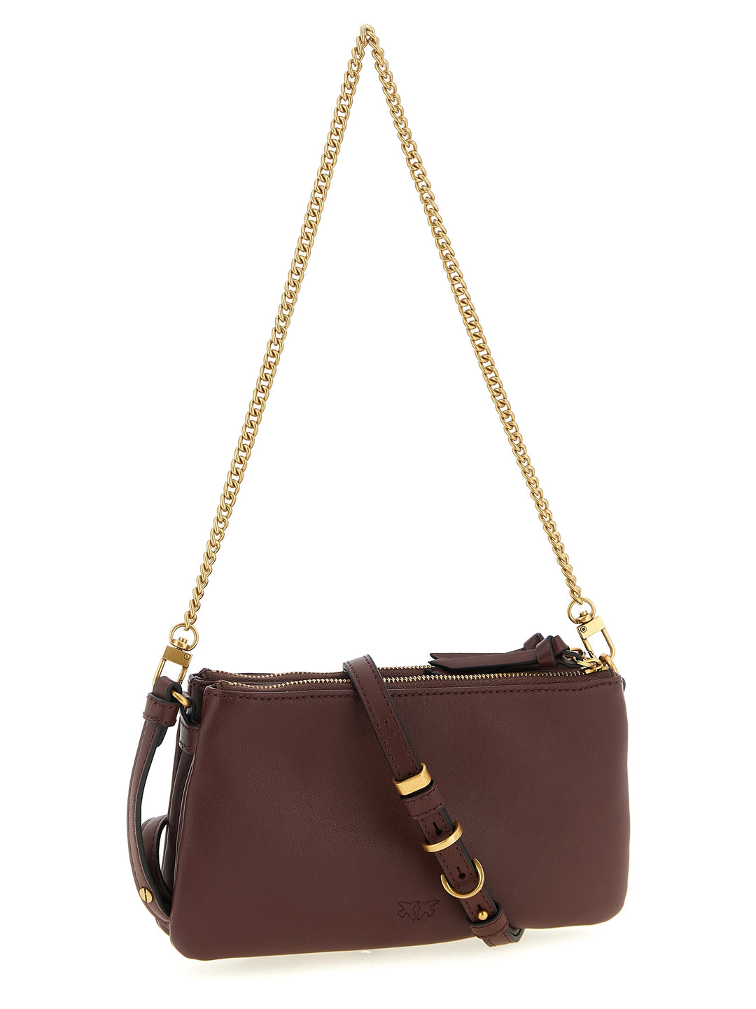Pinko Mini Double Crossbody Bags - Bordeaux | 256bea50dc8b15e081f1850021738a936a529ea4