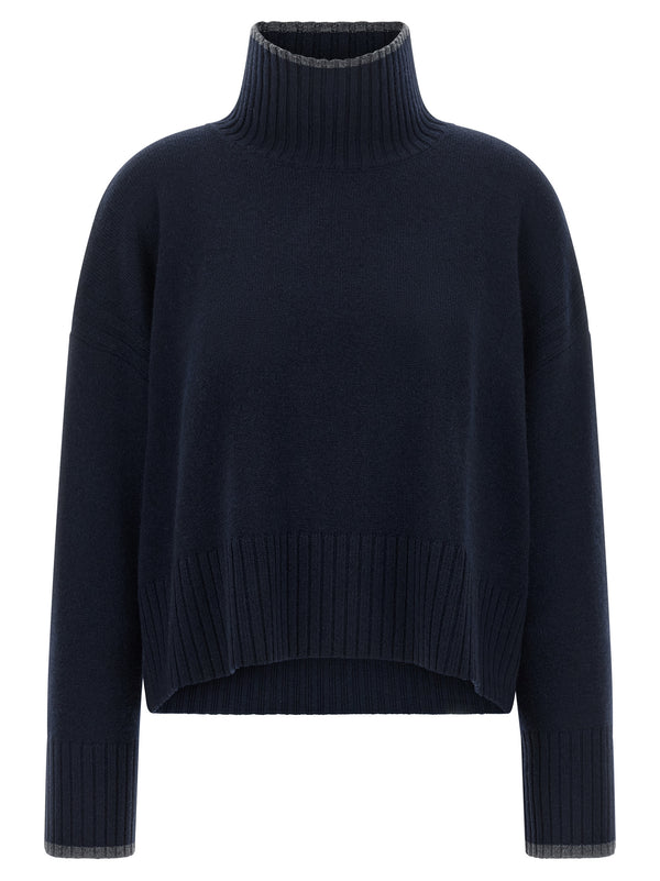 Turtle-Neck Sweater Sweaters And Cardigans Blue