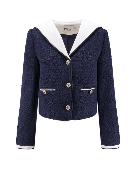 Bouclé Fabric Blazer With Jewel Buttons